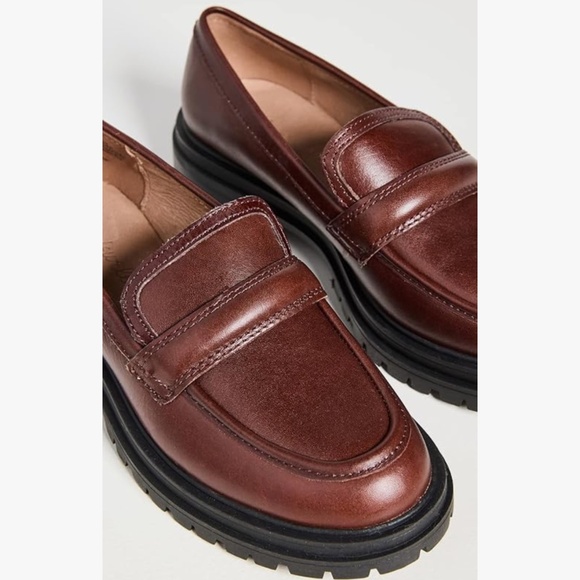 Madewell Woman 9.5 Leather Loafer Brown Bradley Chunky Lug Sole Block Heel Shoe - Picture 4 of 13